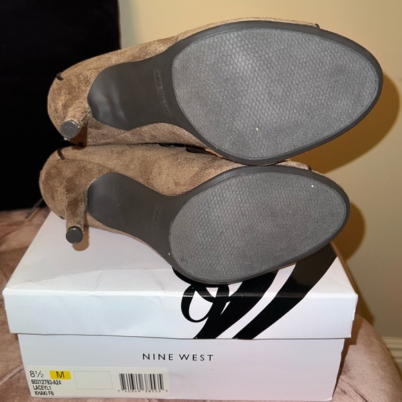 NINE WEST LACEY KHAKI LACEUP HEELED SANDALS - Picture 6 of 8